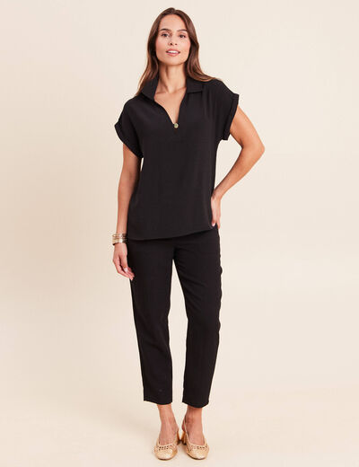 Blouse manches courtes noir femme