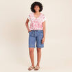 T-shirt macram&eacute; manches courtes ecru femme