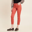 Pantalon ajusté enduit vieux rose femme
