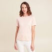 t-shirt droit court satiné col rond vieux rose femme