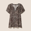 Blouse fluide col v manches courtes noir femme