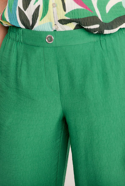 Pantalon large fluide vert menthe femme