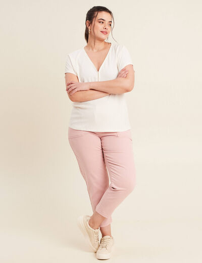 T-shirt manches courtes ecru femme