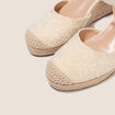 Espadrille compens&eacute;e aspect dentelle ivoire femme
