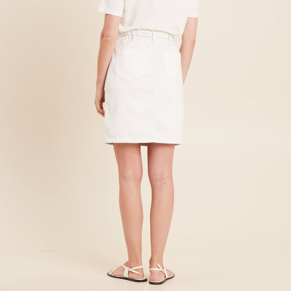 Jupe droite r&eacute;versible blanc femme