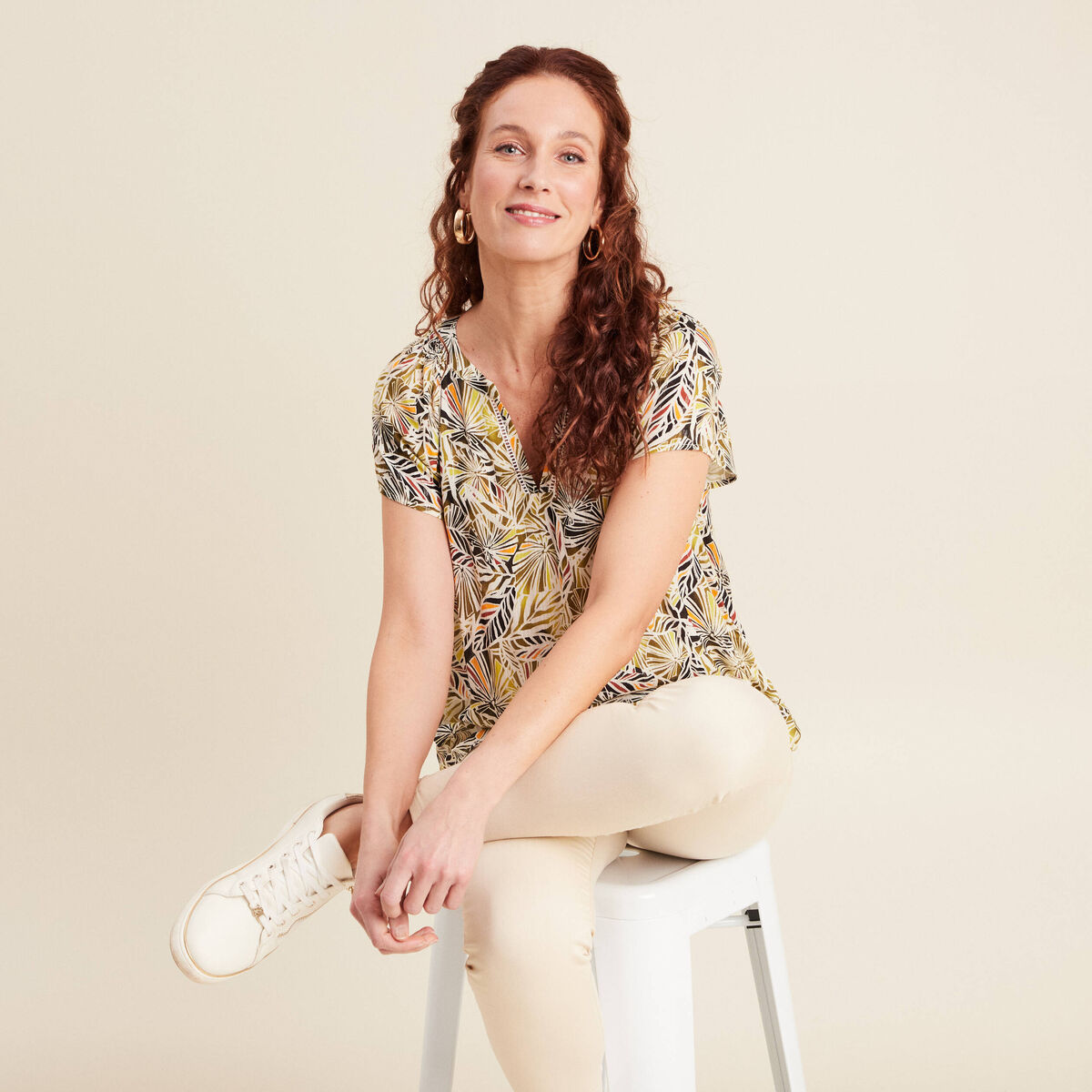 Blouse manches courtes vert femme