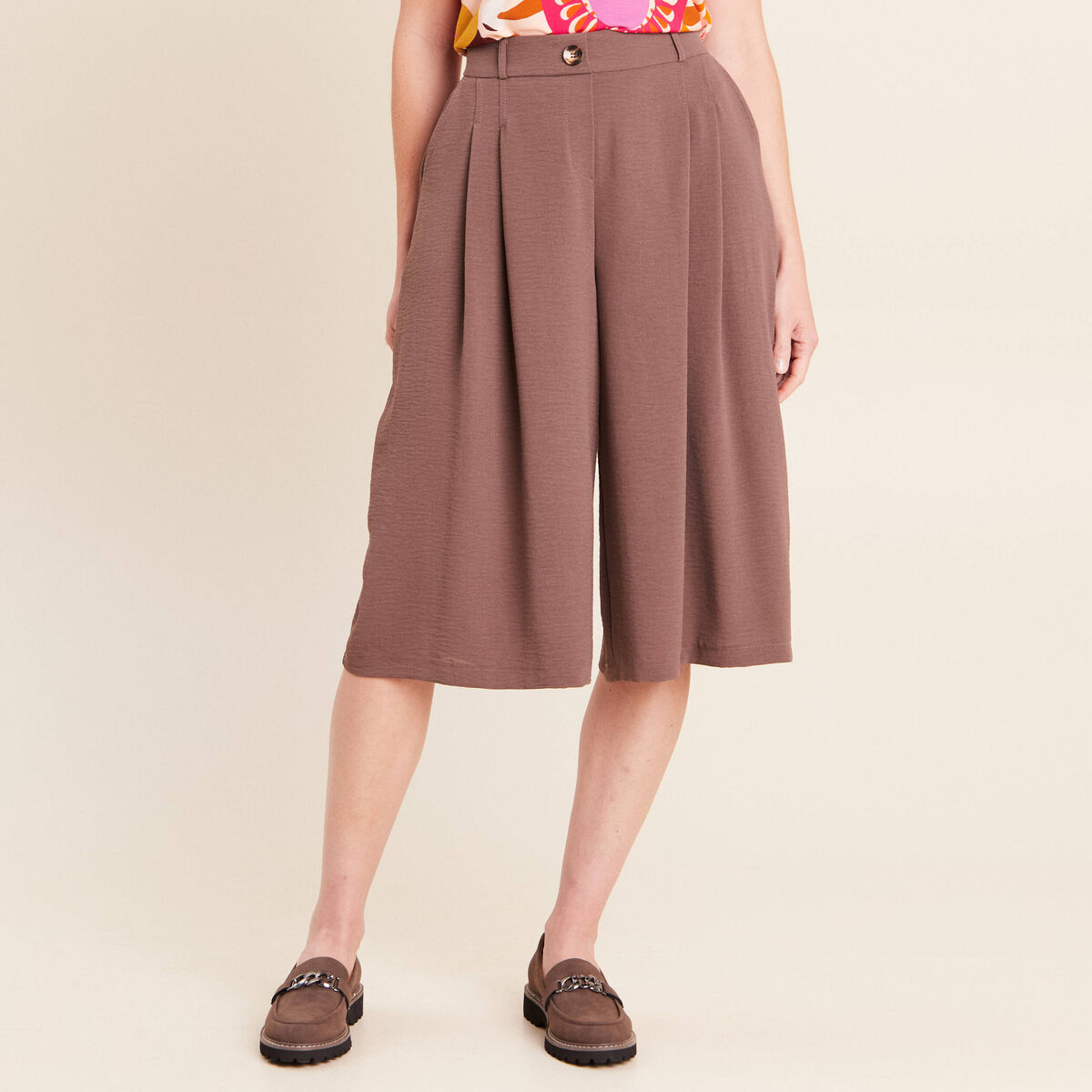 Jupe culotte marron femme