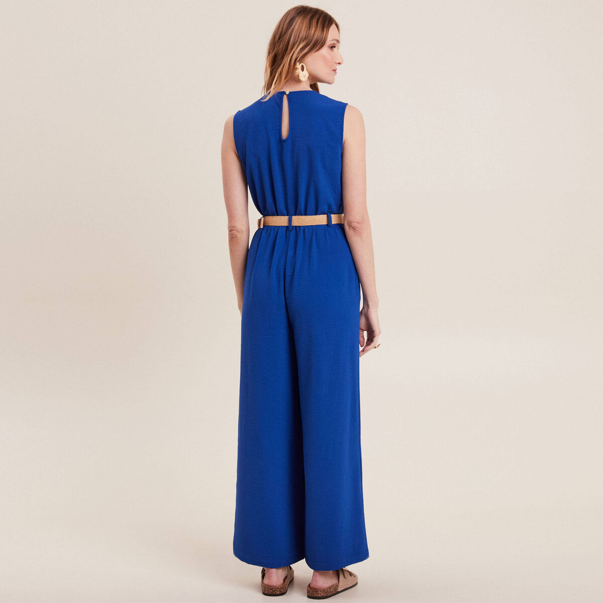 Combinaison pantalon fluide bleu electrique femme