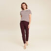 Pantalon chino ajusté 7/8ème bordeaux femme