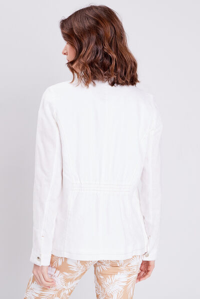 Veste droite boutonnée ecru femme