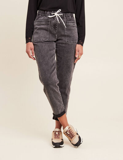 Jean coupe mom 7/8&egrave;me denim gris femme