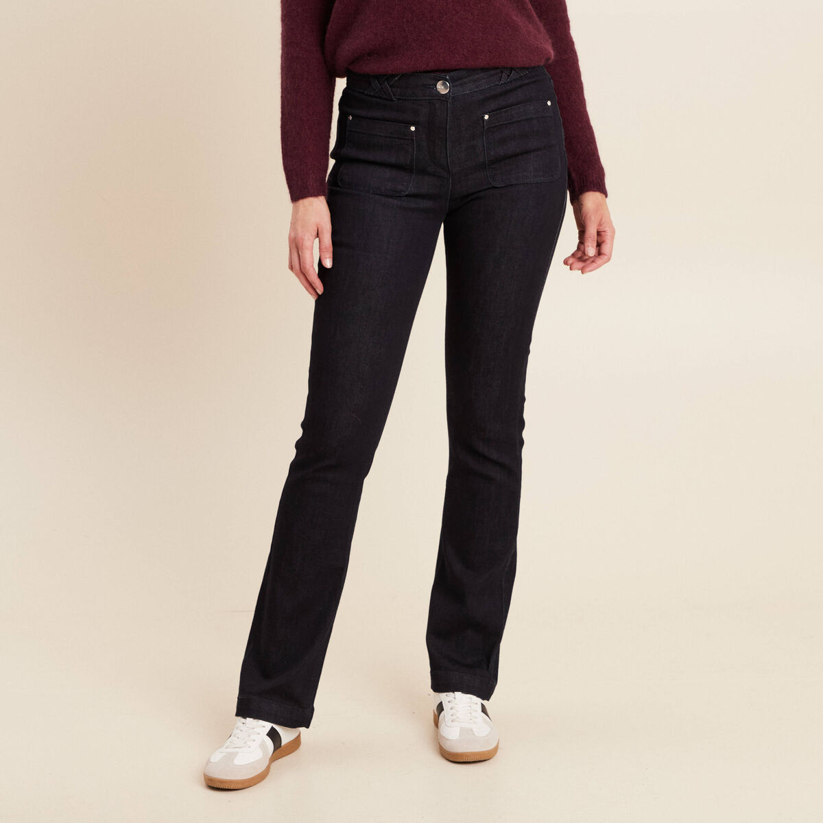 Jean bootcut taille standard denim brut femme