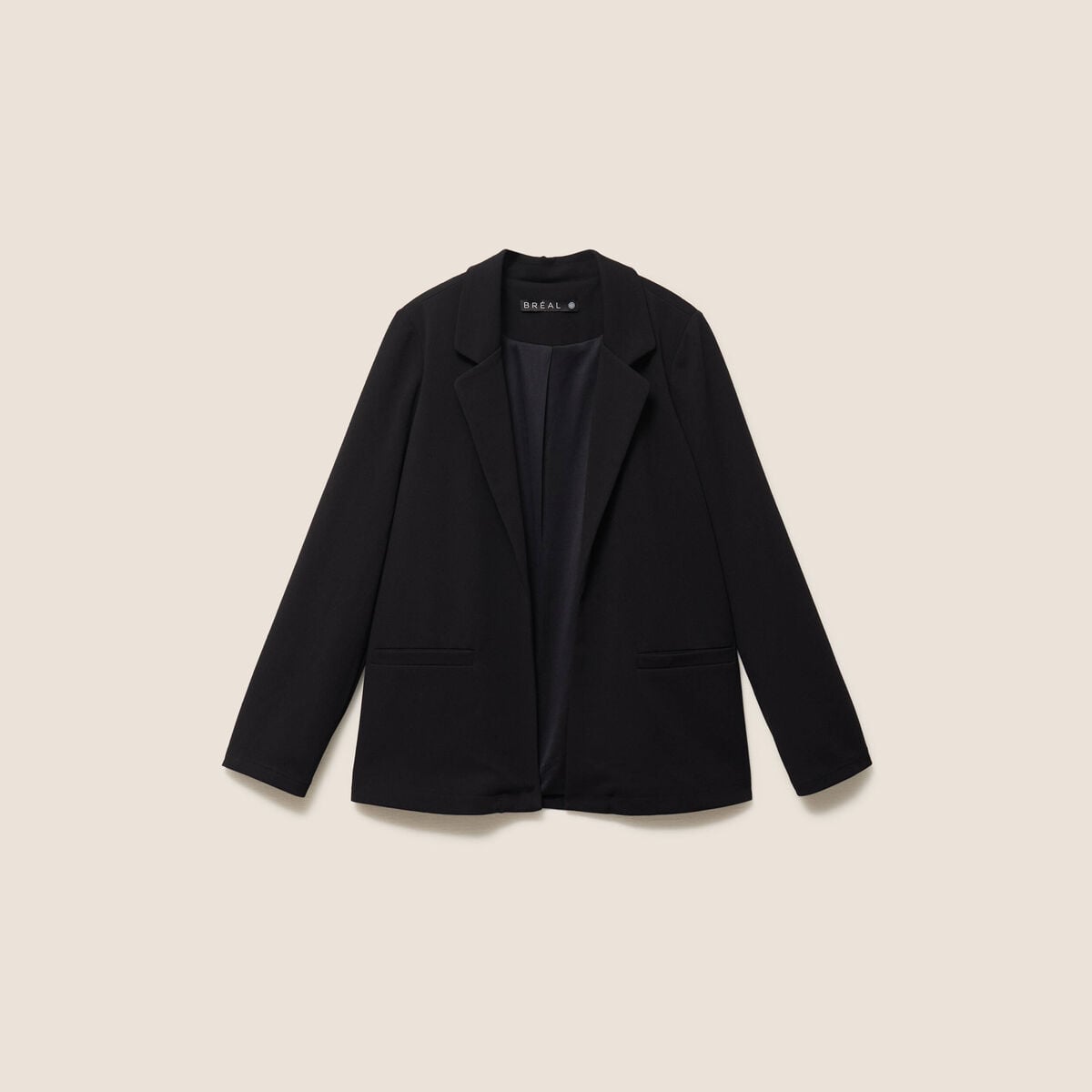 Blazer col tailleur doubl&eacute; noir femme
