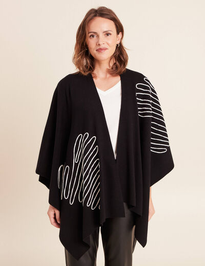 Poncho noir femme
