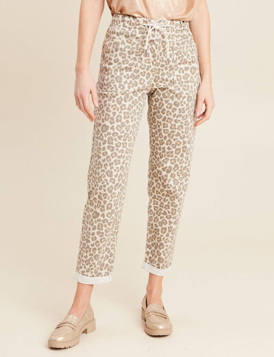 Pantalon coupe mom 7/8&egrave;me blanc femme