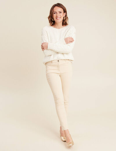Pull manches longues ecru femme