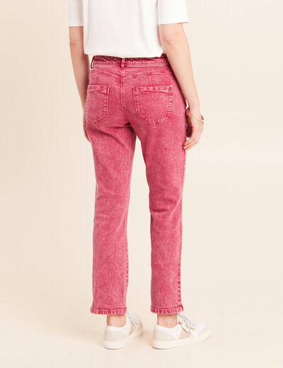 Jean coupe droite taille bascul&eacute;e rose fushia femme