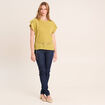 T-shirt col rond manches courtes vert olive femme