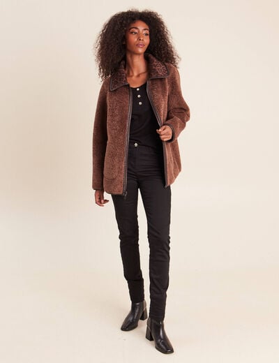 Manteau r&eacute;versible marron femme