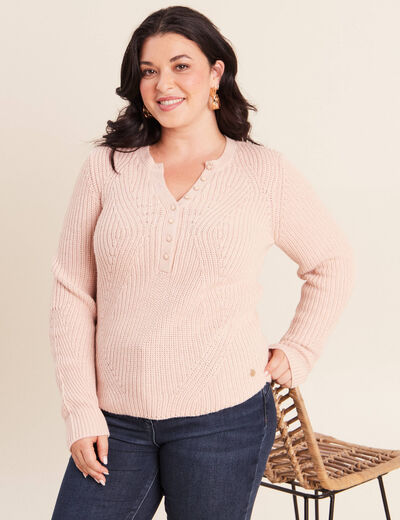 Pull manches longues vieux rose femme