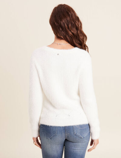 Gilet manches longues ecru femme