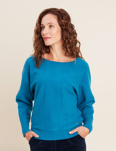 Pull manches longues bleu canard femme