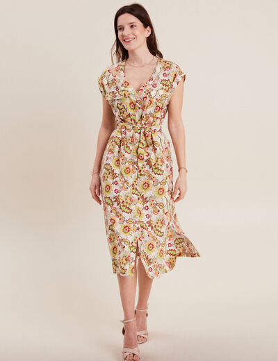 Robe chemise boutonnée blanc femme