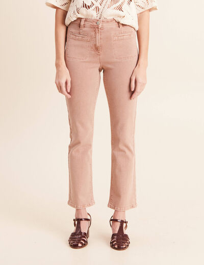 Jean bootcut taille haute marron clair femme