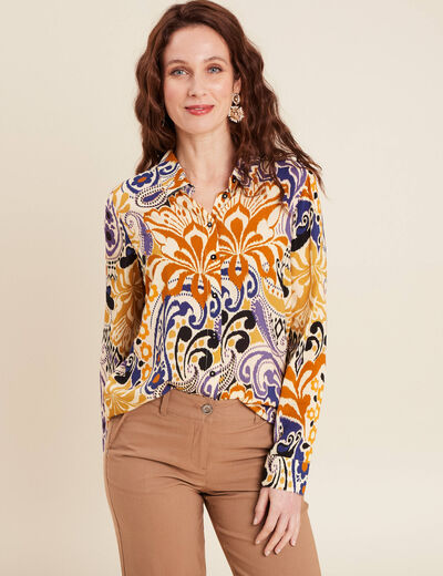 Chemise manches longues bleu femme