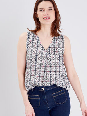 Blouse sans manches ecru femme