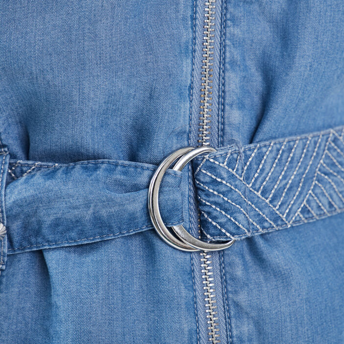 Robe droite zippée en jean denim double stone femme