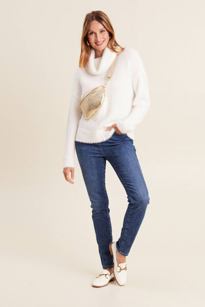 Pull manches longues ecru femme