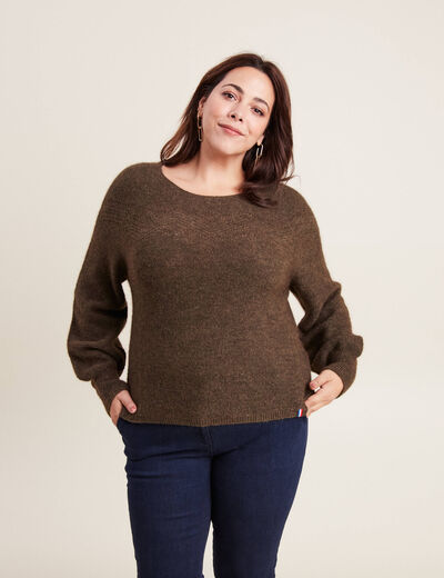 Pull confectionné en France vert kaki femme