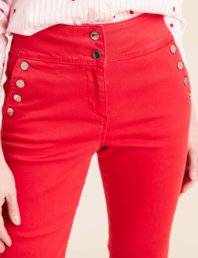 Pantalon coupe bootcut &agrave; pont rouge fluo femme