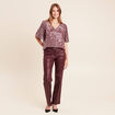 T-shirt &agrave; sequins manches coudes bordeaux femme