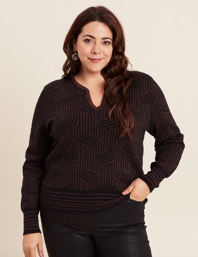 Pull manches longues marron femme
