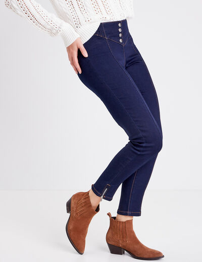 Jegging avec boutons denim brut femme