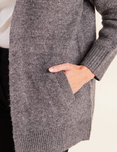 Gilet droit long gris fonc&eacute; femme
