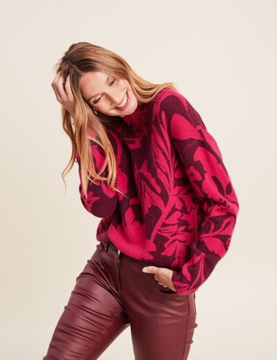 Pull manches longues bordeaux femme