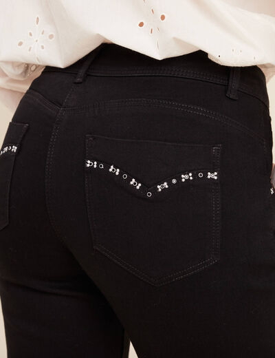 Jean bootcut taille basculée denim noir femme