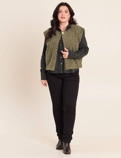 Gilet ample sans manches vert kaki femme