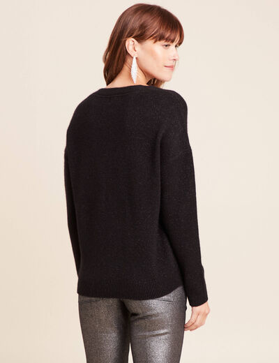 Pull en cachemire col v noir femme
