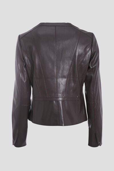 Veste cintrée zippée marron femme