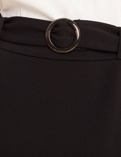 Jupe longue droite ceinture noir femme