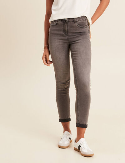 Jean coupe ajust&eacute;e 7/8&egrave;me gris femme