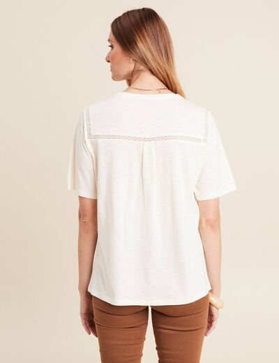 T-shirt manches courtes ecru femme