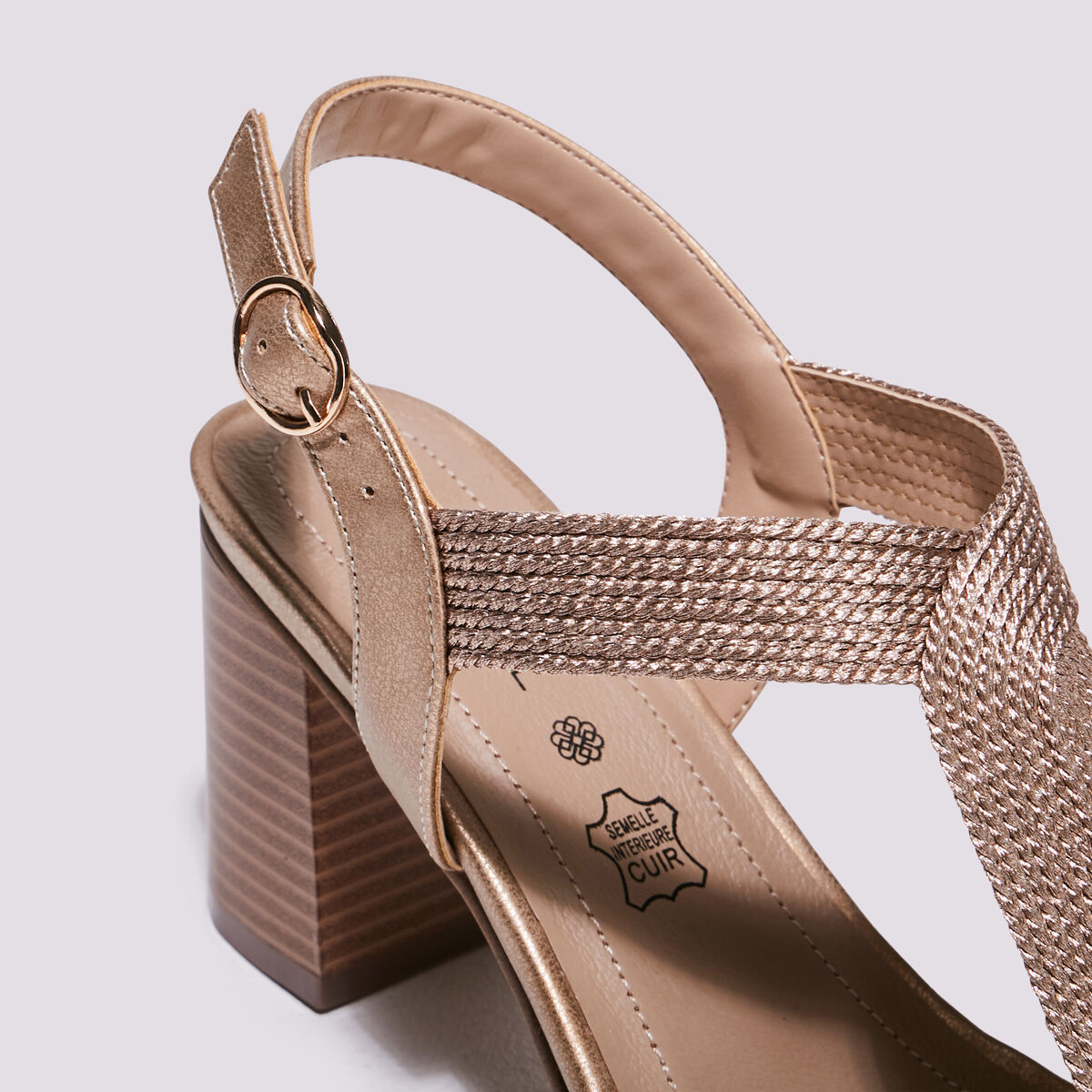 Sandales à talons bottiers rose clair femme