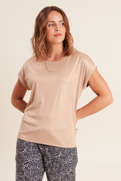 T-shirt manches courtes couleur or femme
