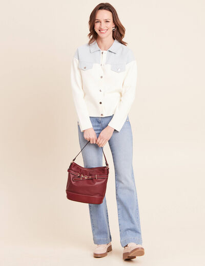 Jean coupe bootcut taille haute denim bleach femme