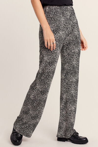 Pantalon flou droit noir femme